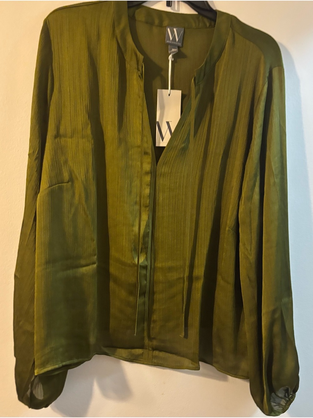 Worthington Olive Green Open-Front Blouse Jacket